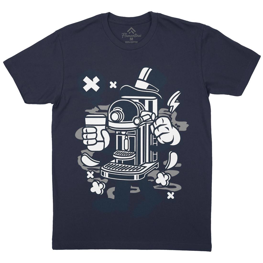 Coffee Machine Mens Crew Neck T-Shirt Drinks C075