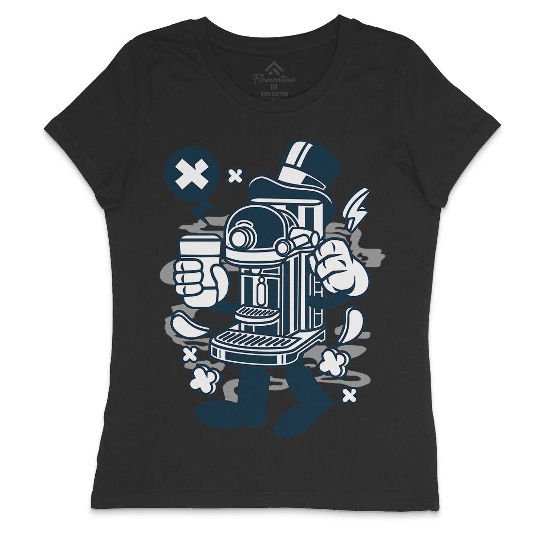 Coffee Machine Womens Crew Neck T-Shirt Drinks C075