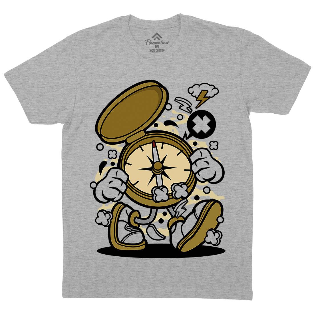 Compass Mens Crew Neck T-Shirt Retro C077