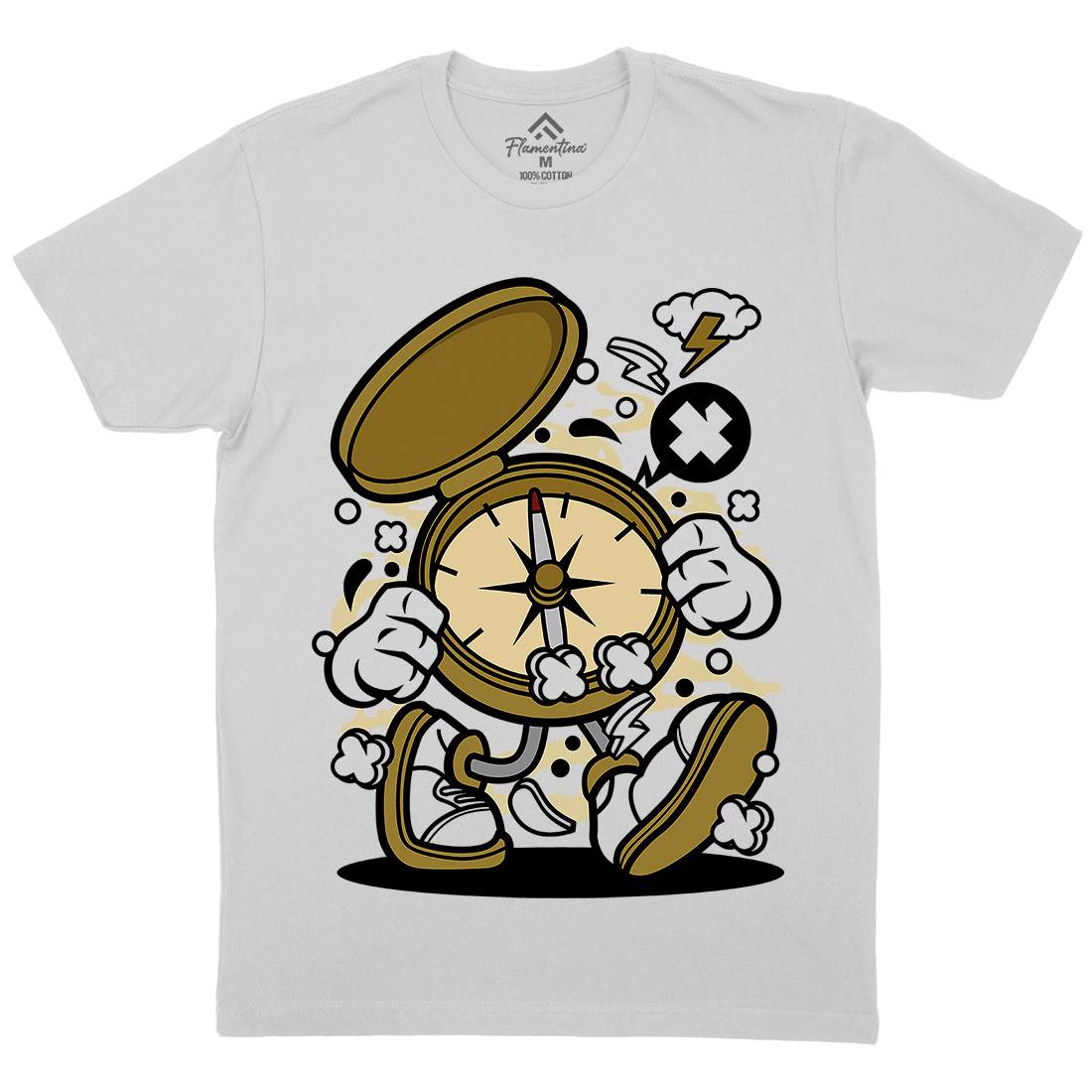 Compass Mens Crew Neck T-Shirt Retro C077