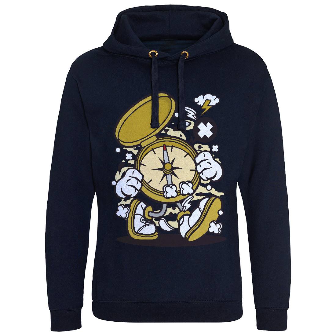 Compass Mens Hoodie Without Pocket Retro C077