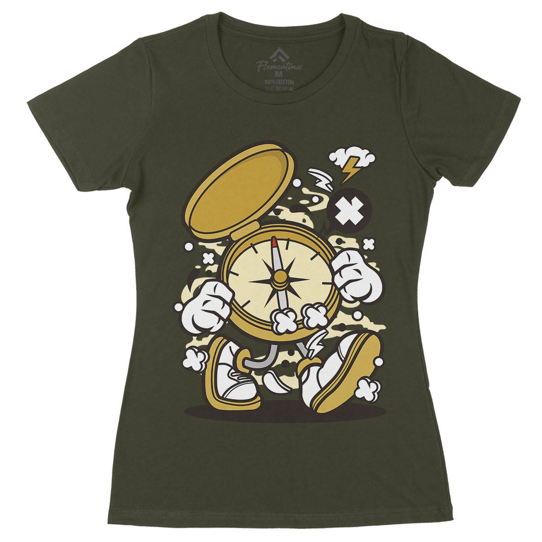 Compass Womens Organic Crew Neck T-Shirt Retro C077