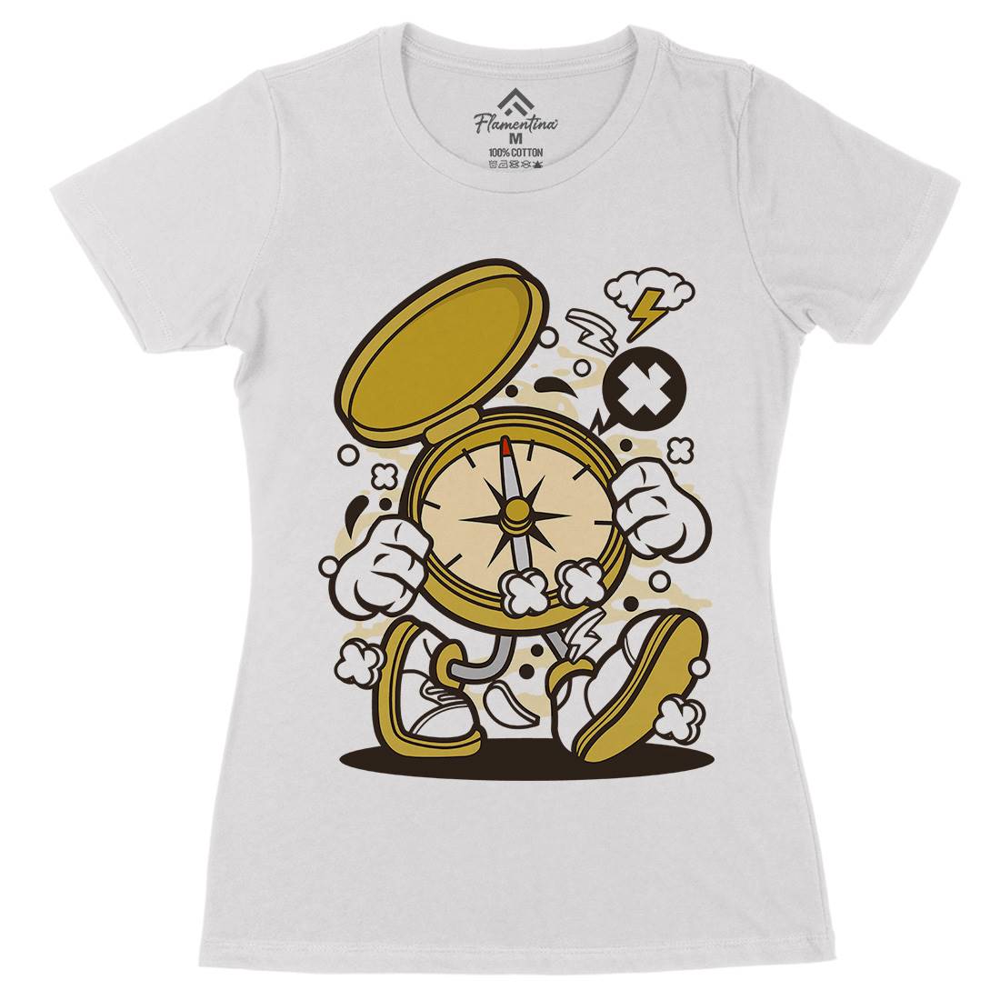 Compass Womens Organic Crew Neck T-Shirt Retro C077