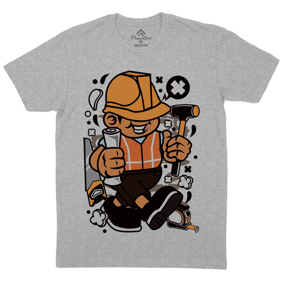 Construction Worker Kid Mens Crew Neck T-Shirt Work C078