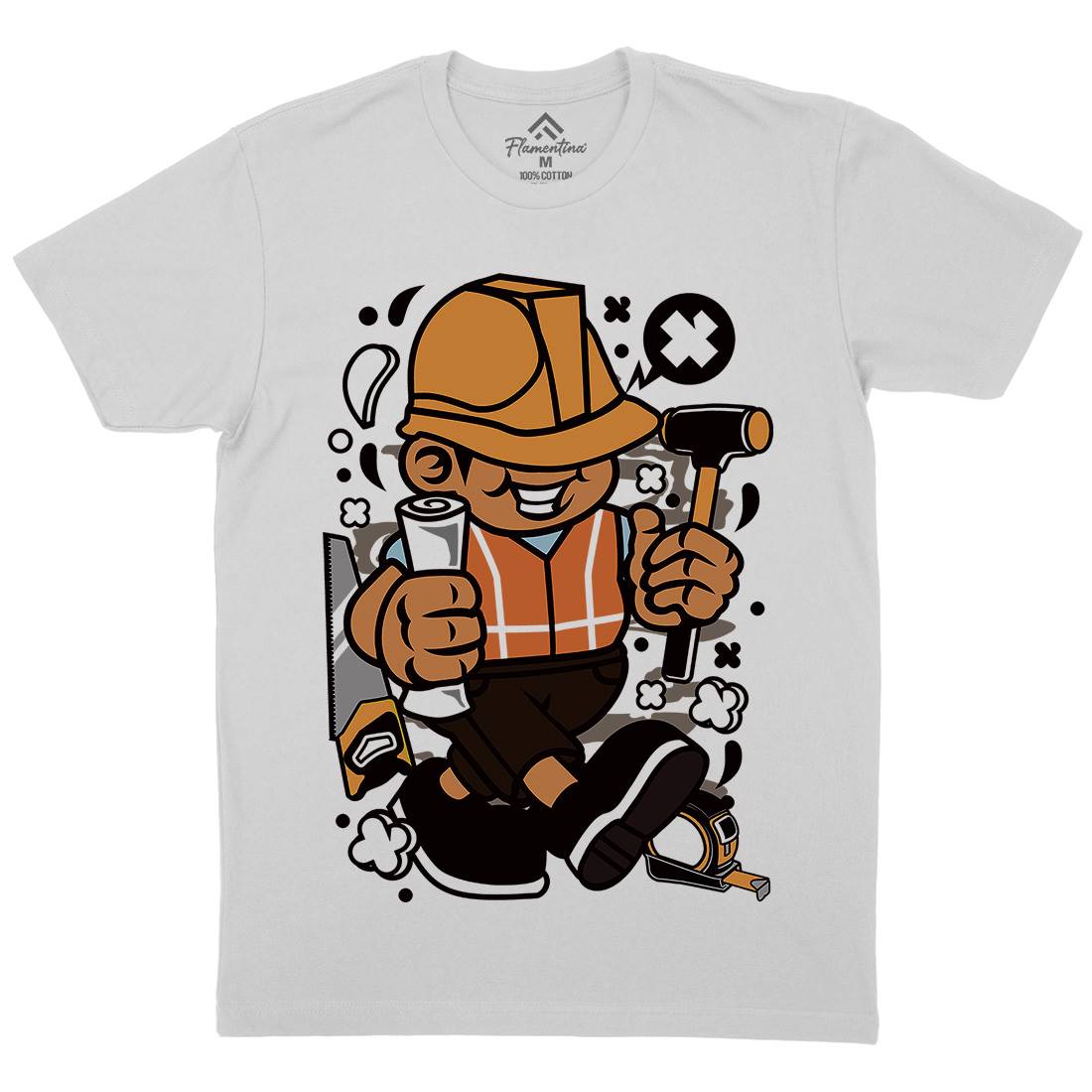 Construction Worker Kid Mens Crew Neck T-Shirt Work C078