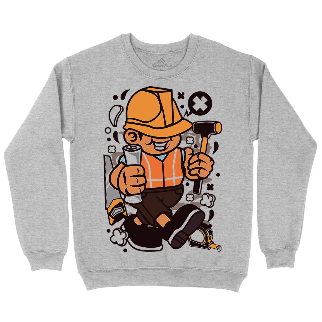 Construction Worker Kid Mens Crew Neck Sweatshirt Work C078
