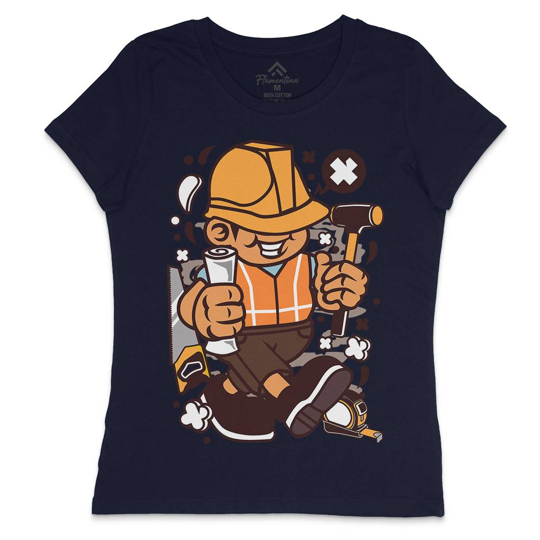 Construction Worker Kid Womens Crew Neck T-Shirt Work C078