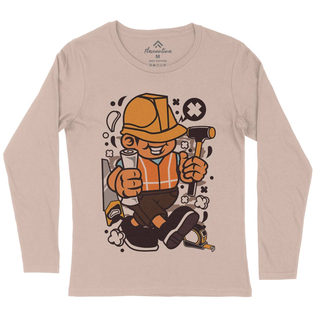 Construction Worker Kid Womens Long Sleeve T-Shirt Work C078