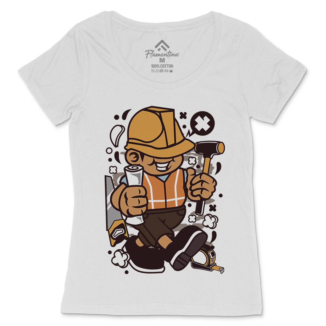 Construction Worker Kid Womens Scoop Neck T-Shirt Work C078