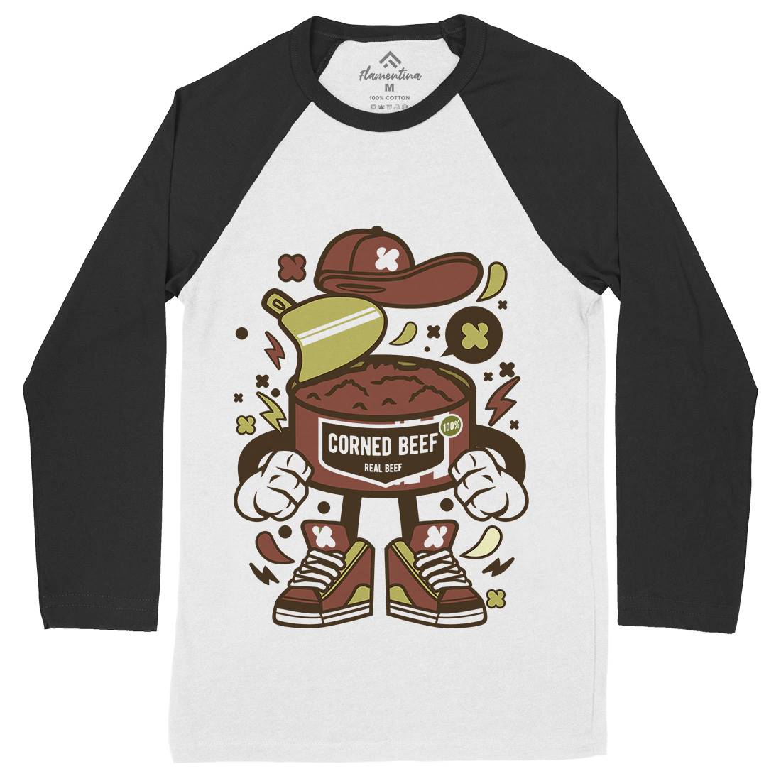 Corned Beef Mens Long Sleeve Baseball T-Shirt Food C081