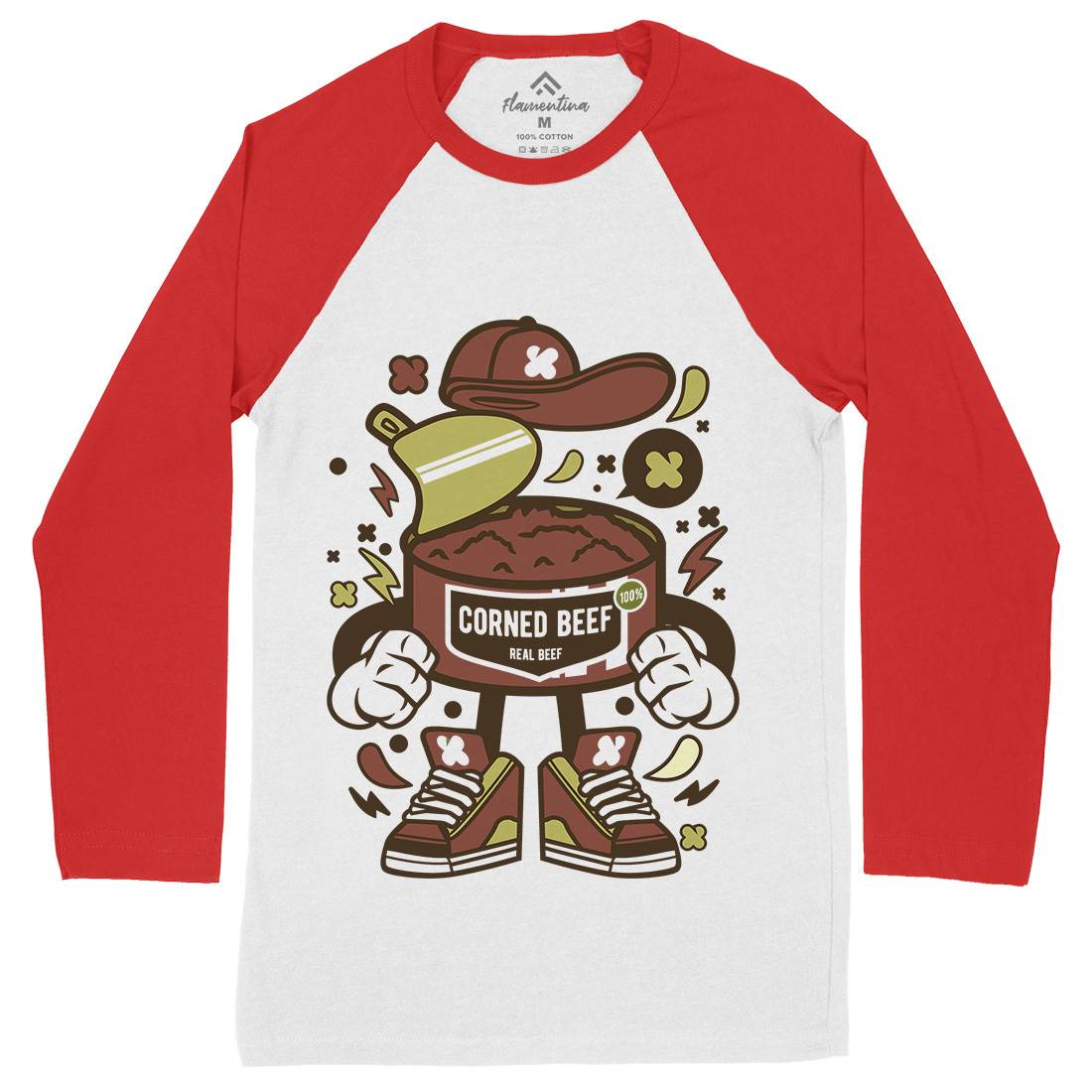 Corned Beef Mens Long Sleeve Baseball T-Shirt Food C081