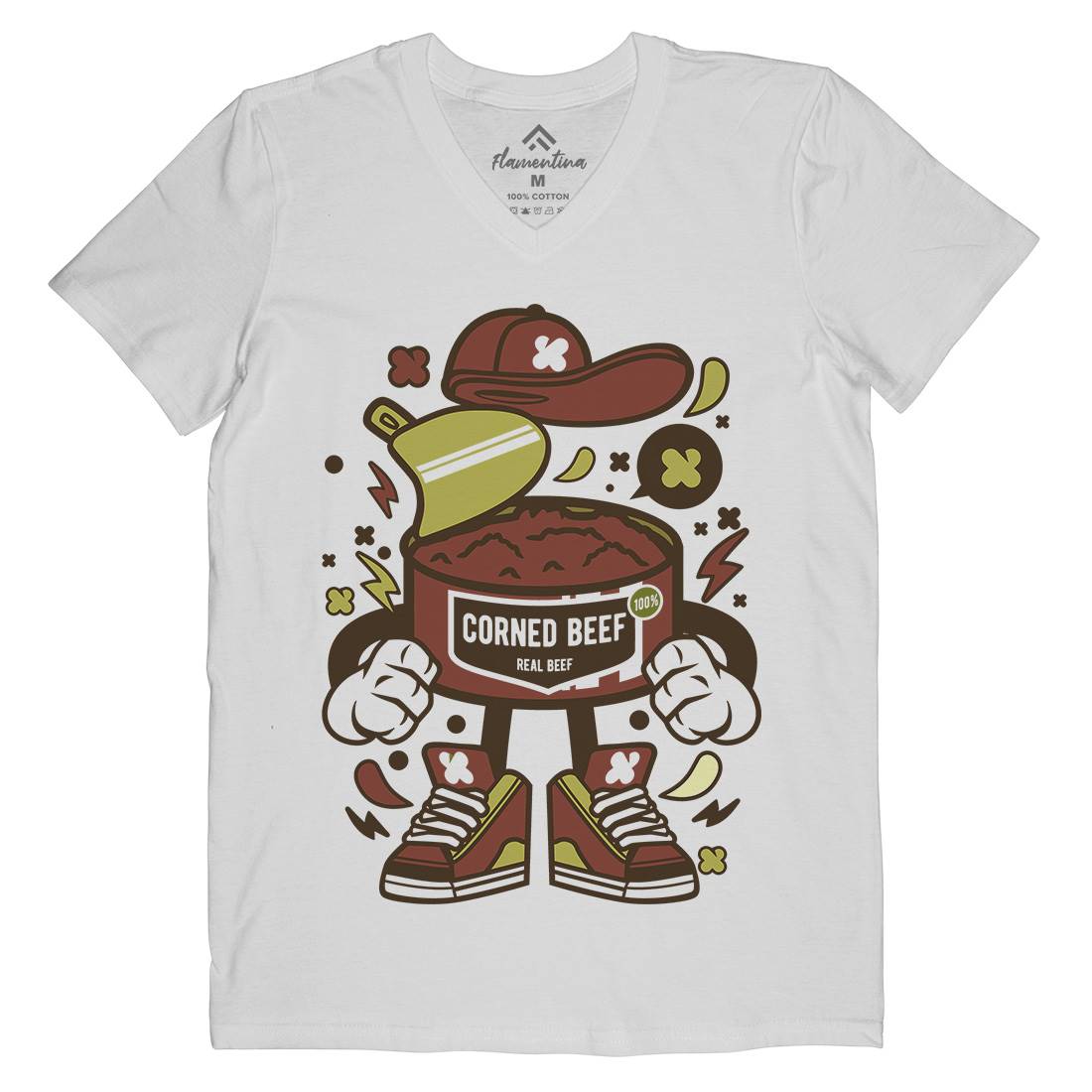 Corned Beef Mens Organic V-Neck T-Shirt Food C081