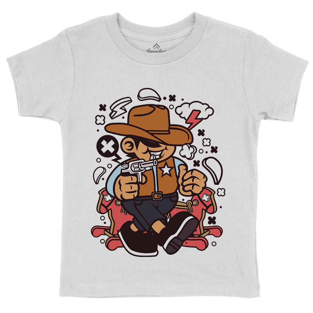 Cowboy Kid Kids Crew Neck T-Shirt American C082