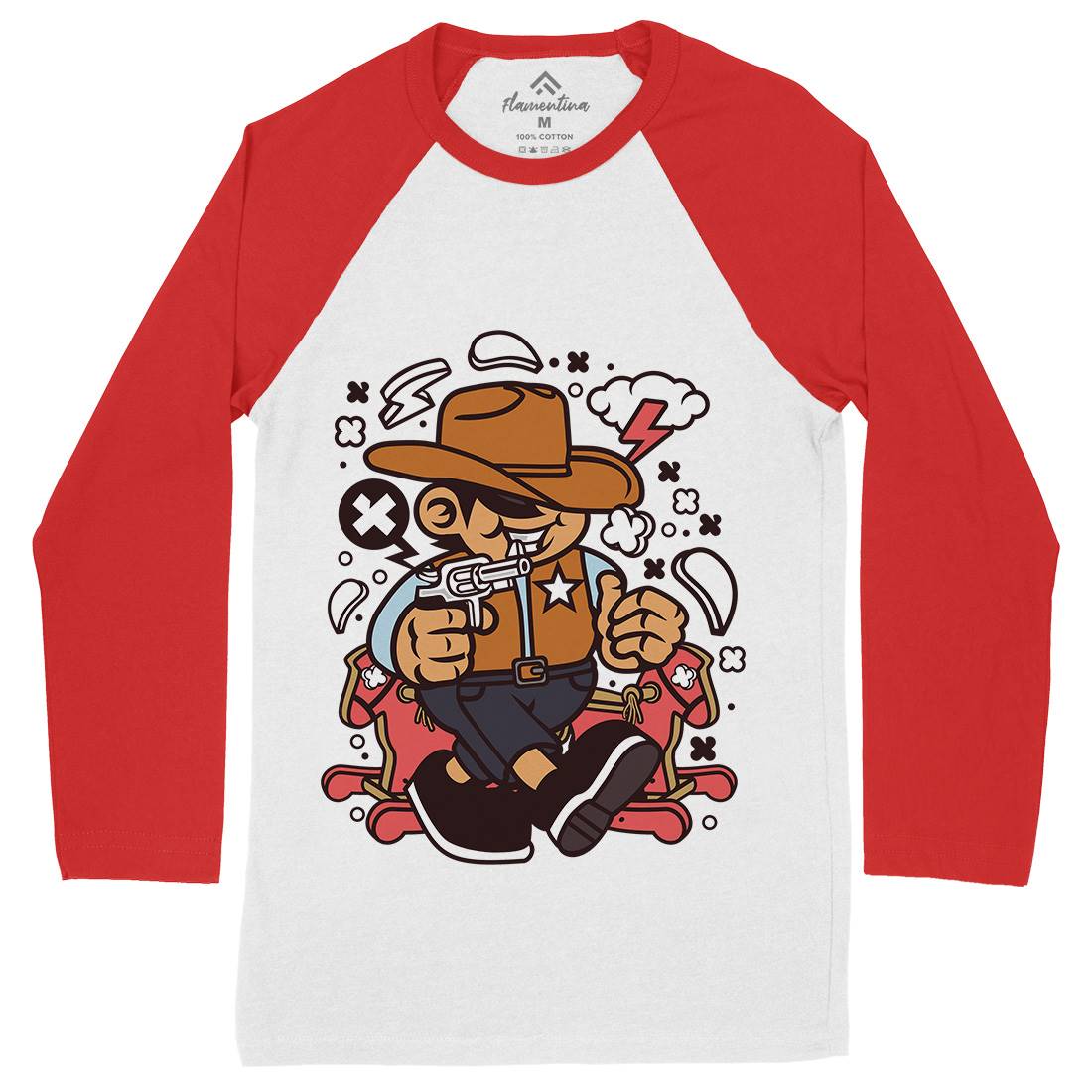 Cowboy Kid Mens Long Sleeve Baseball T-Shirt American C082