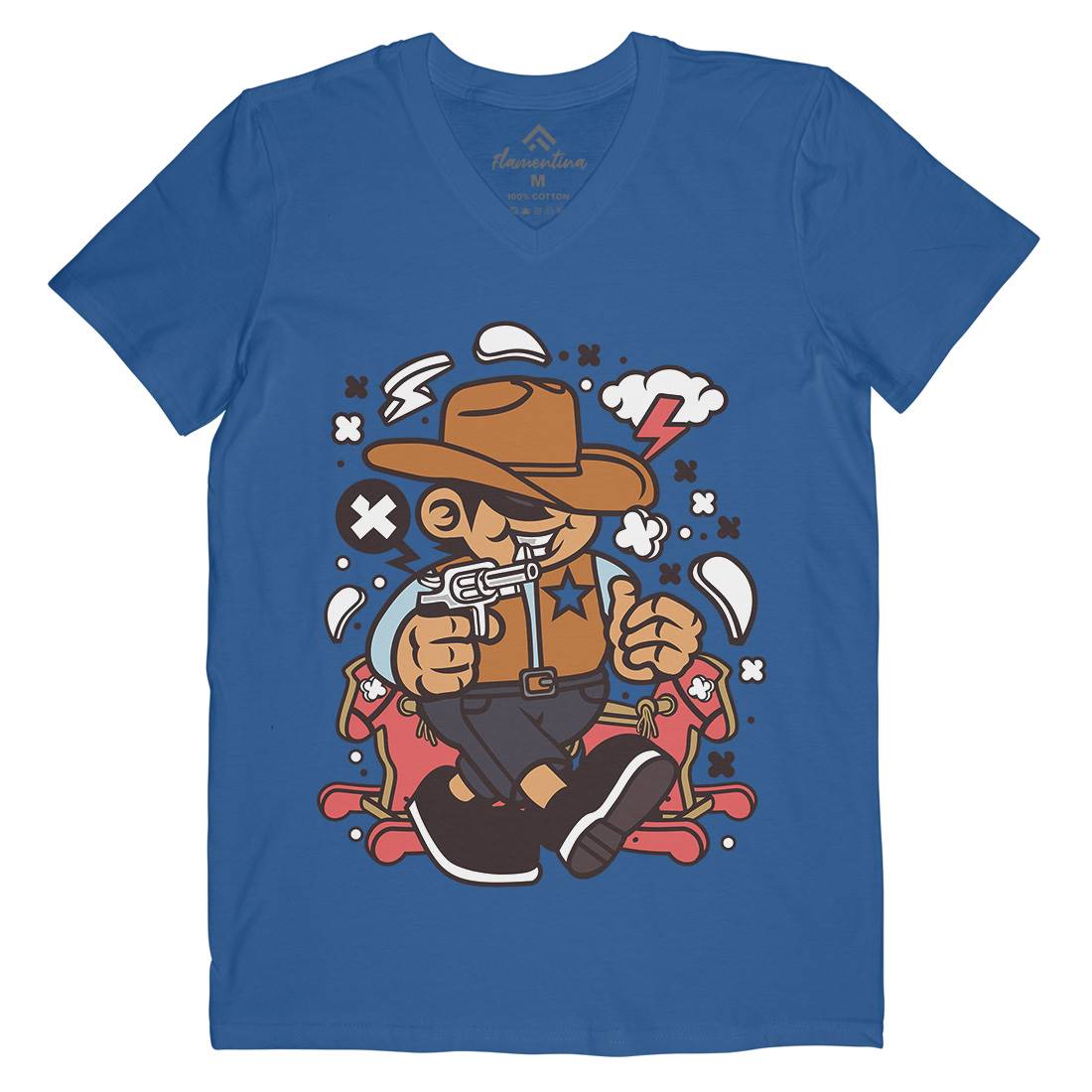 Cowboy Kid Mens V-Neck T-Shirt American C082