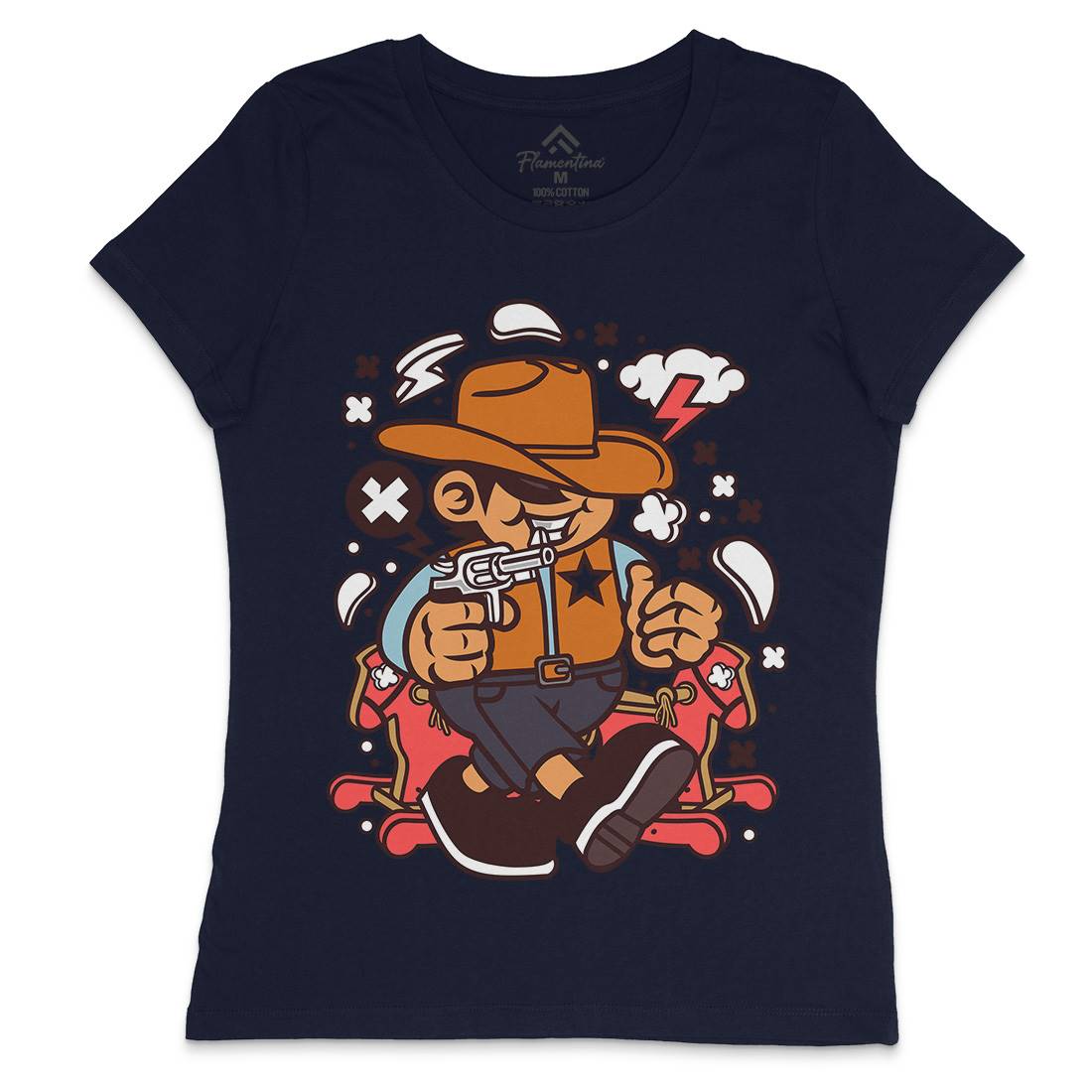 Cowboy Kid Womens Crew Neck T-Shirt American C082