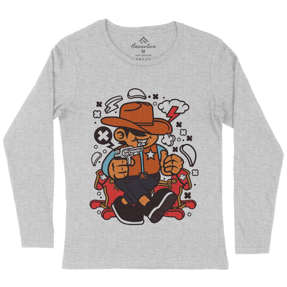 Cowboy Kid Womens Long Sleeve T-Shirt American C082