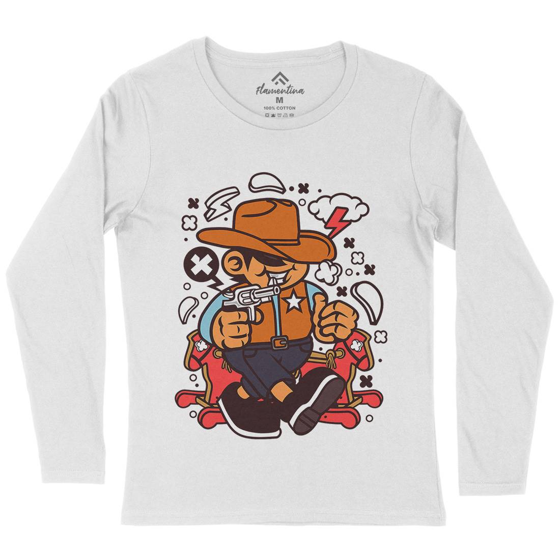 Cowboy Kid Womens Long Sleeve T-Shirt American C082