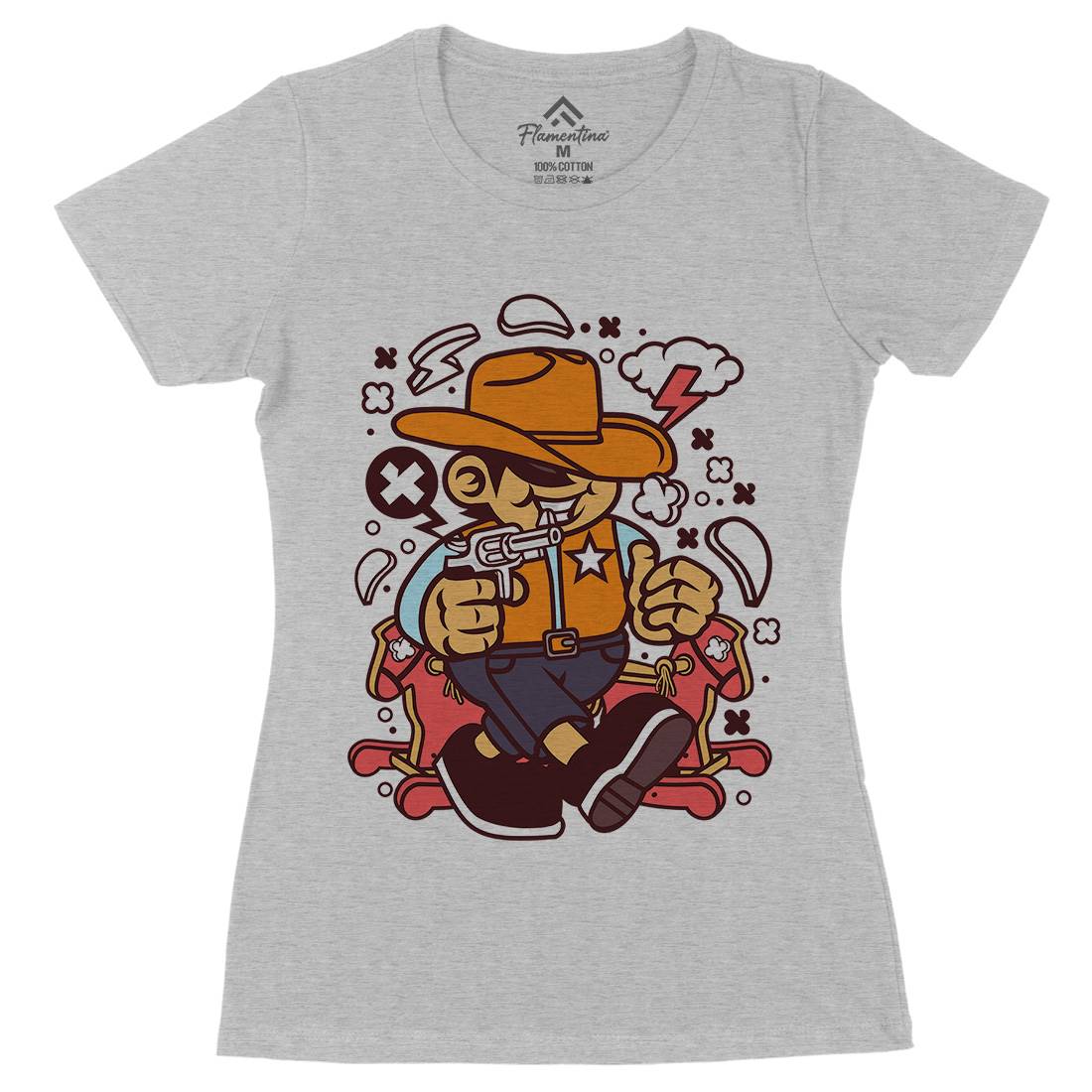 Cowboy Kid Womens Organic Crew Neck T-Shirt American C082