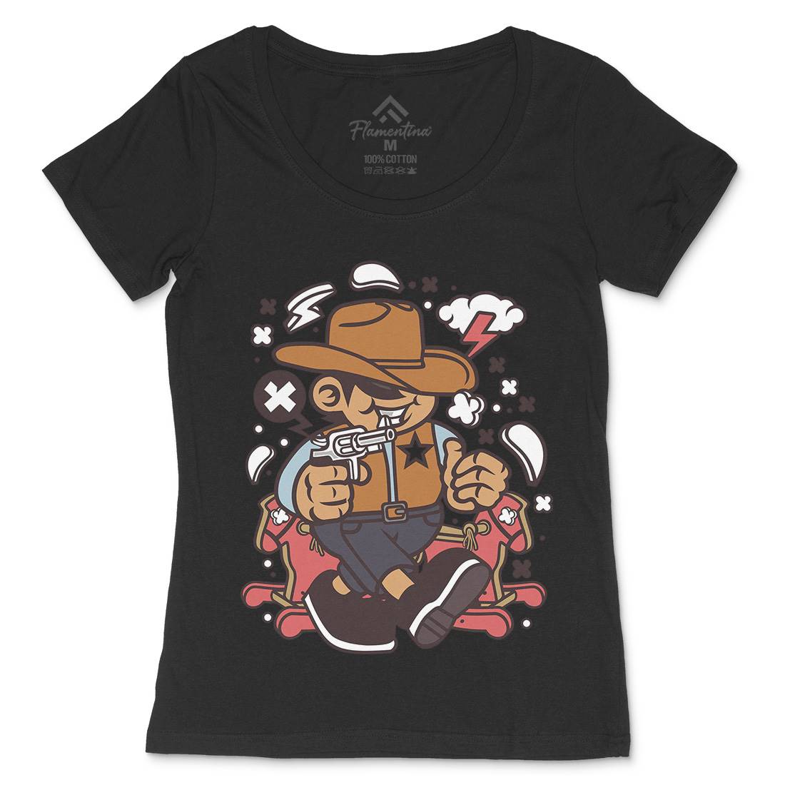 Cowboy Kid Womens Scoop Neck T-Shirt American C082