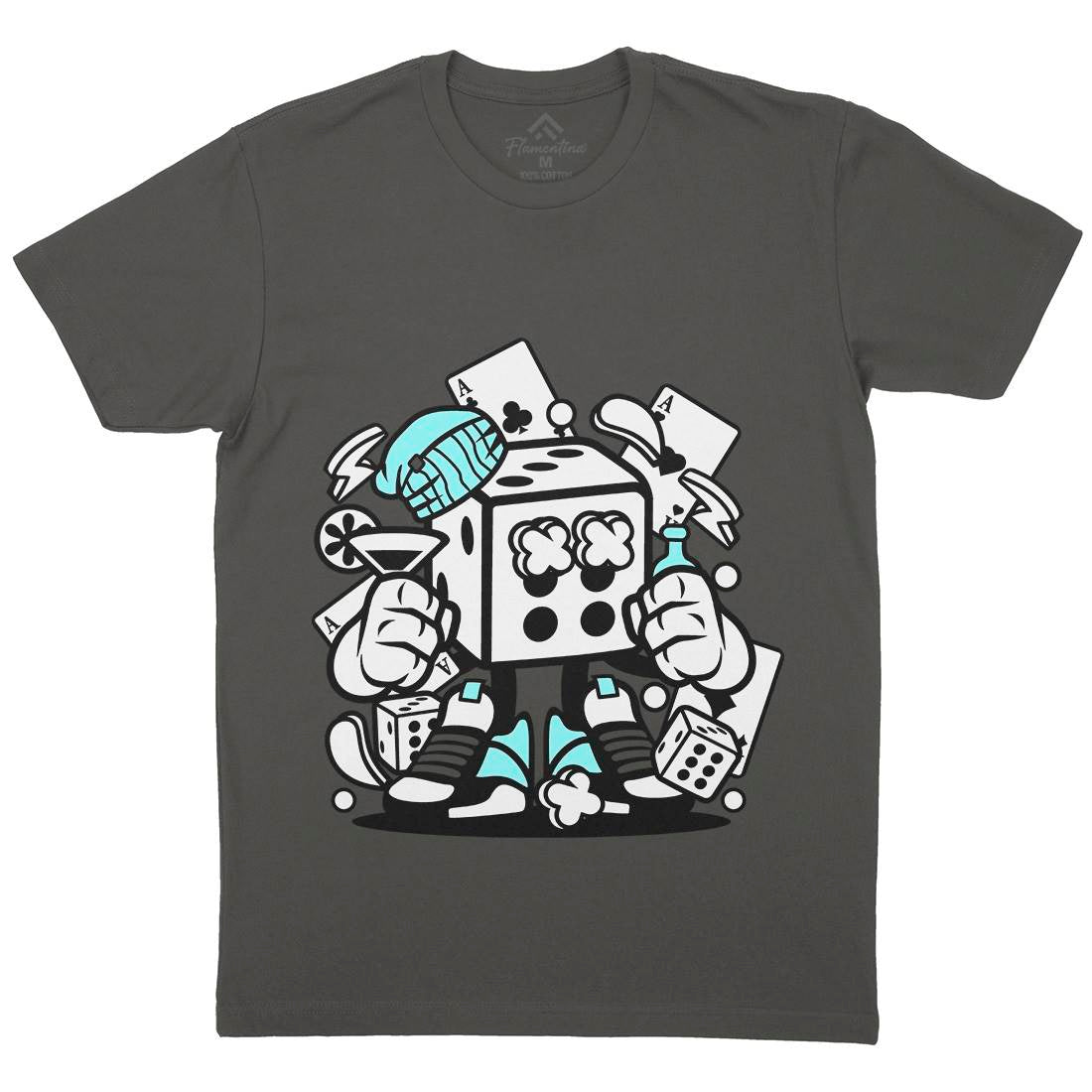 Dice Mens Organic Crew Neck T-Shirt Retro C085