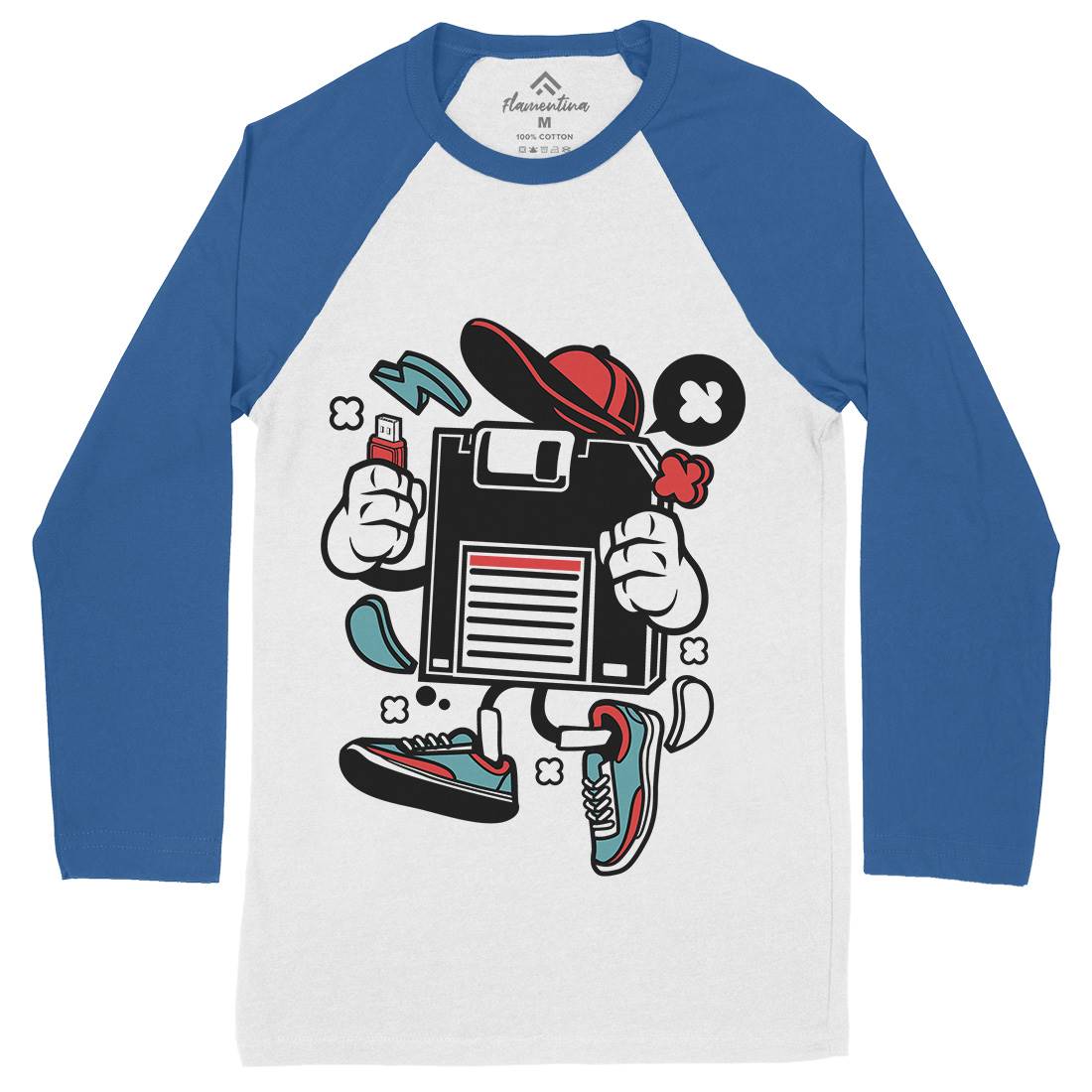 Diskette Mens Long Sleeve Baseball T-Shirt Geek C087