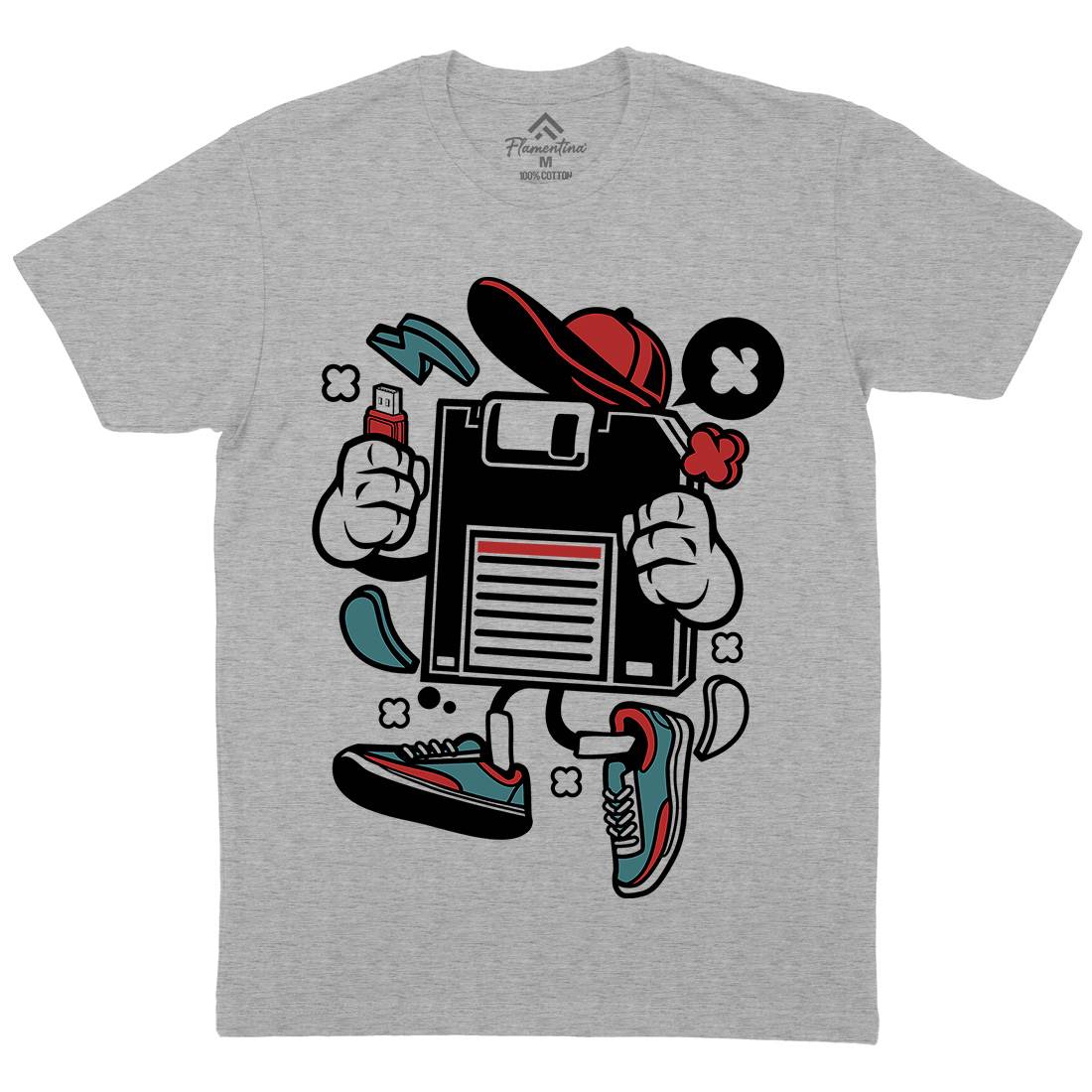 Diskette Mens Organic Crew Neck T-Shirt Geek C087