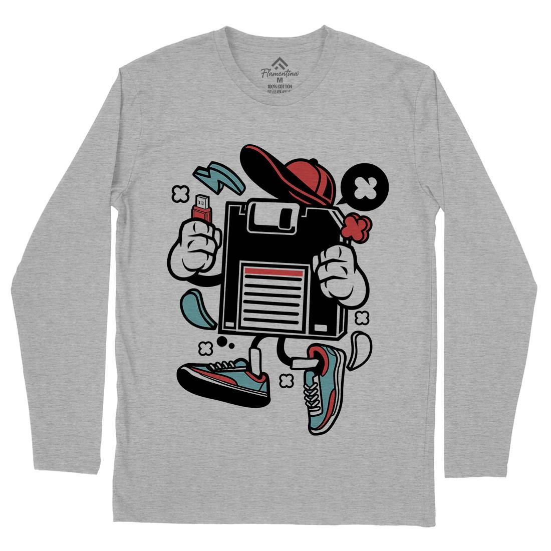 Diskette Mens Long Sleeve T-Shirt Geek C087