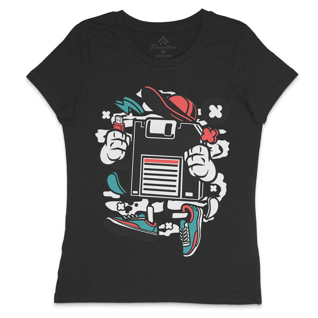 Diskette Womens Crew Neck T-Shirt Geek C087