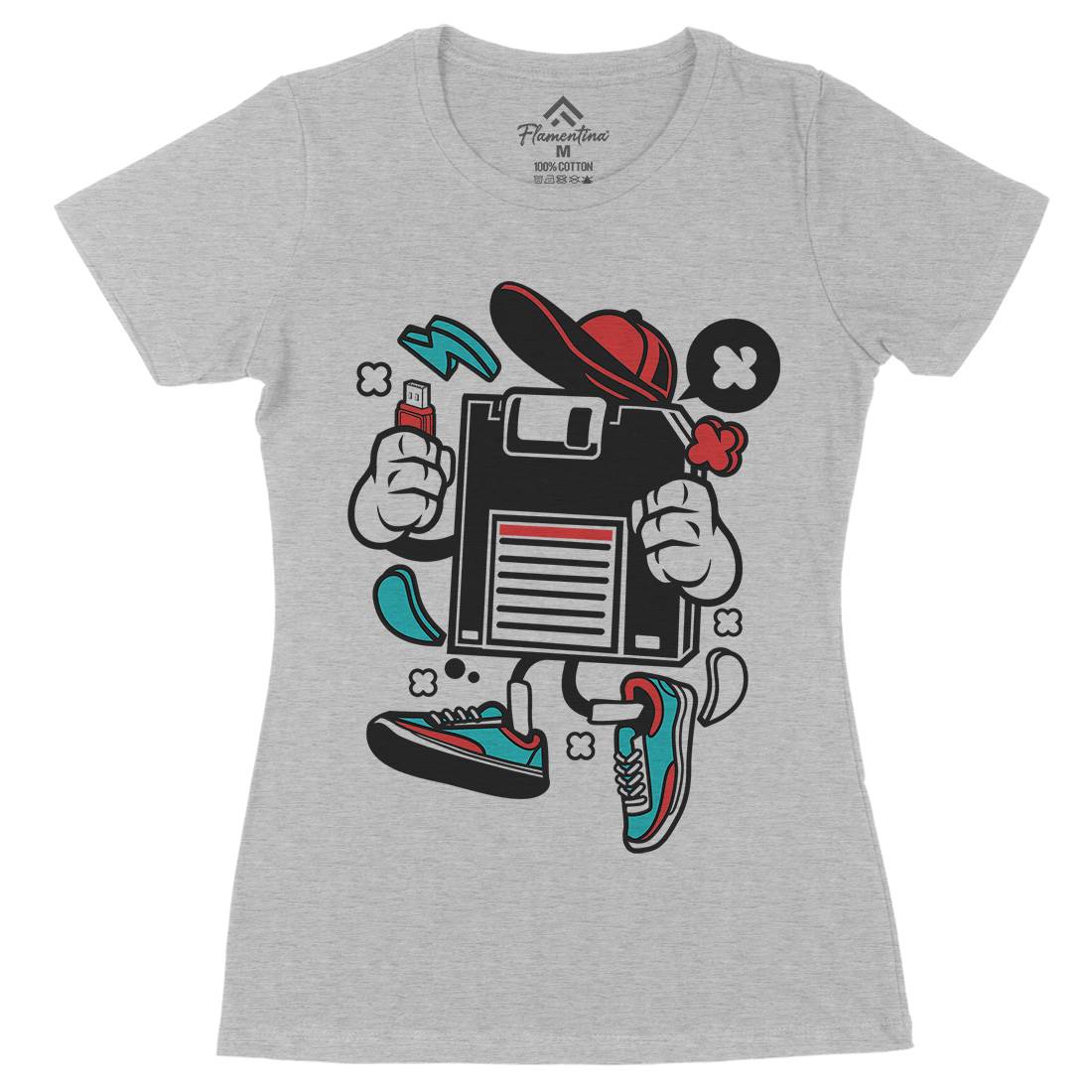 Diskette Womens Organic Crew Neck T-Shirt Geek C087