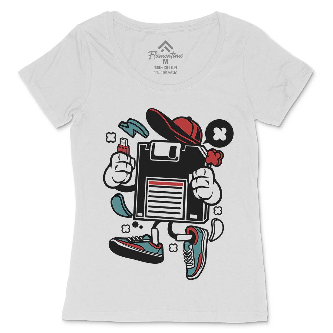 Diskette Womens Scoop Neck T-Shirt Geek C087