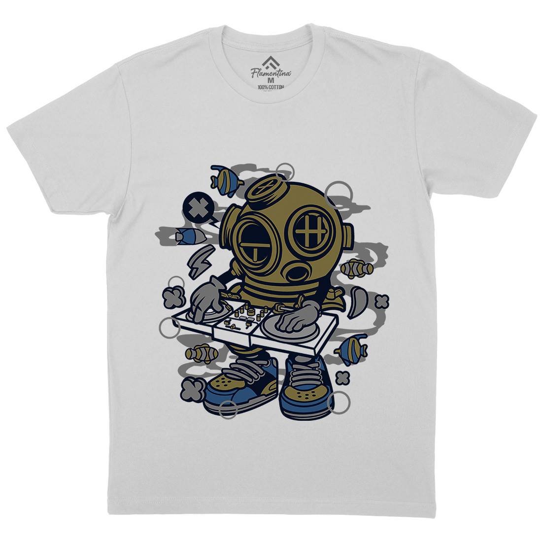 Diver Dj Mens Crew Neck T-Shirt Music C088