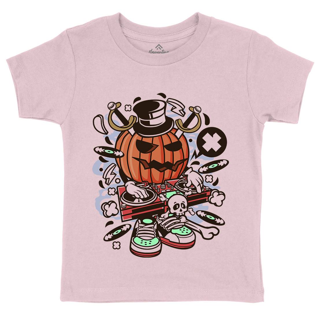 Dj Halloween Kids Organic Crew Neck T-Shirt Music C089