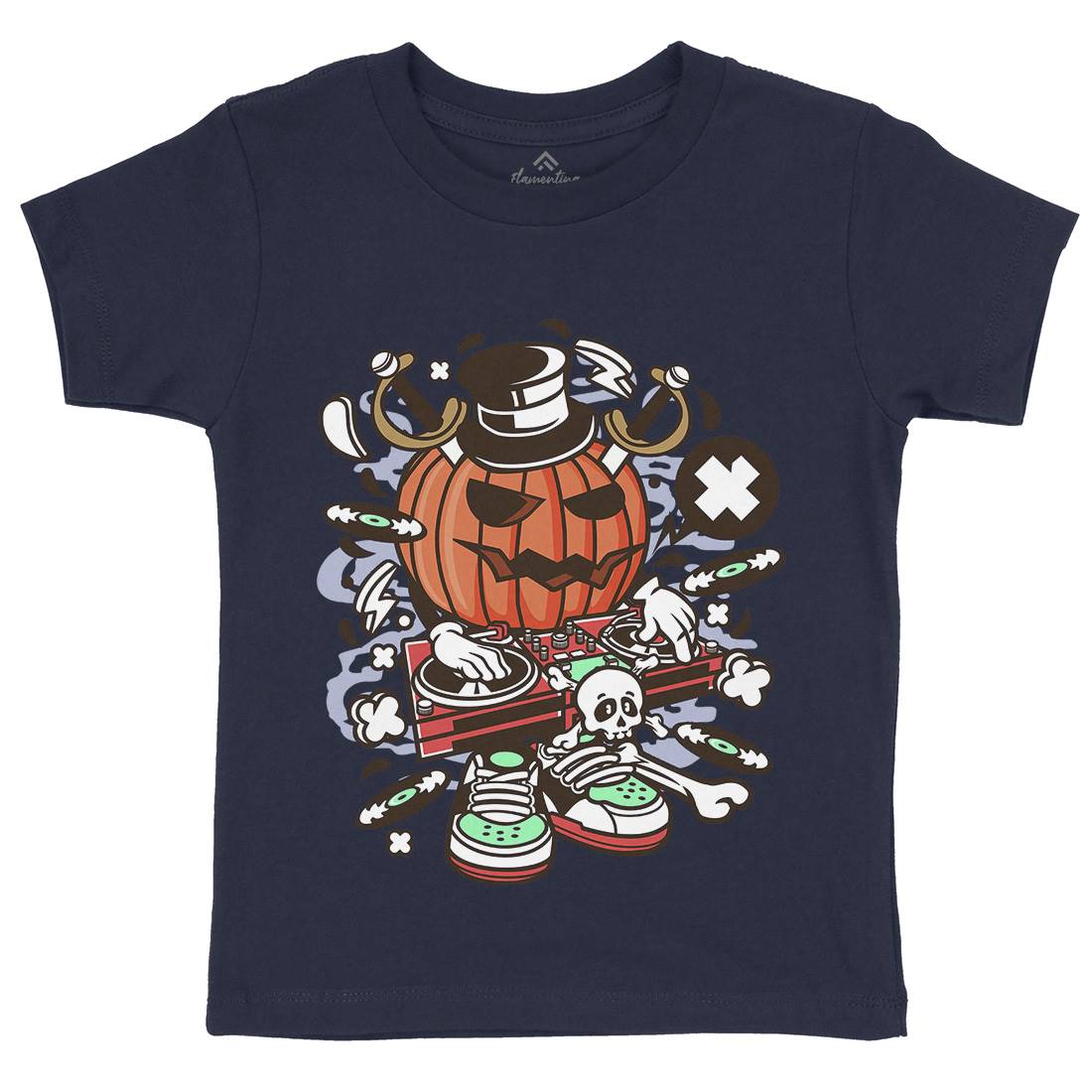 Dj Halloween Kids Organic Crew Neck T-Shirt Music C089
