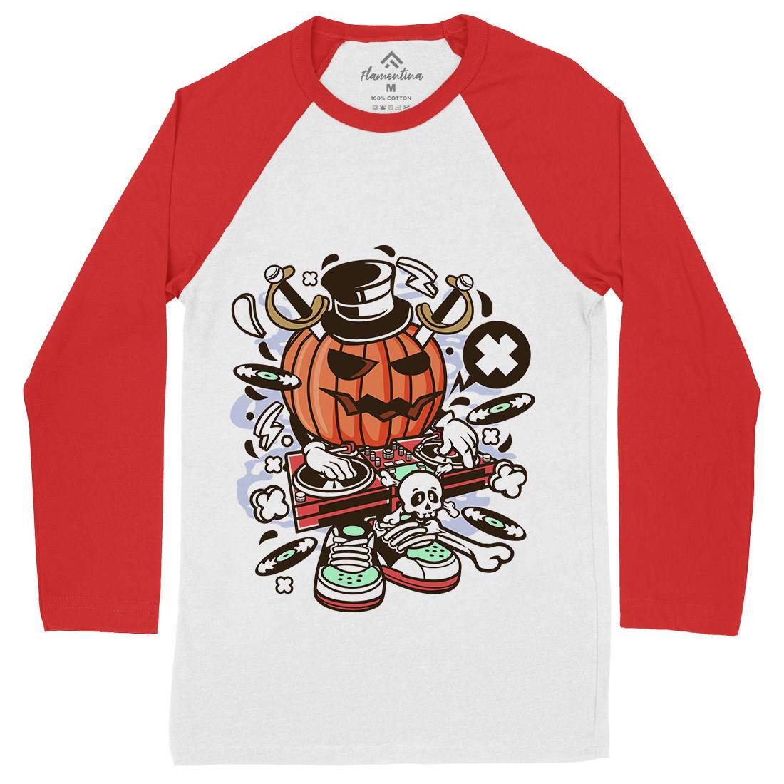 Dj Halloween Mens Long Sleeve Baseball T-Shirt Music C089