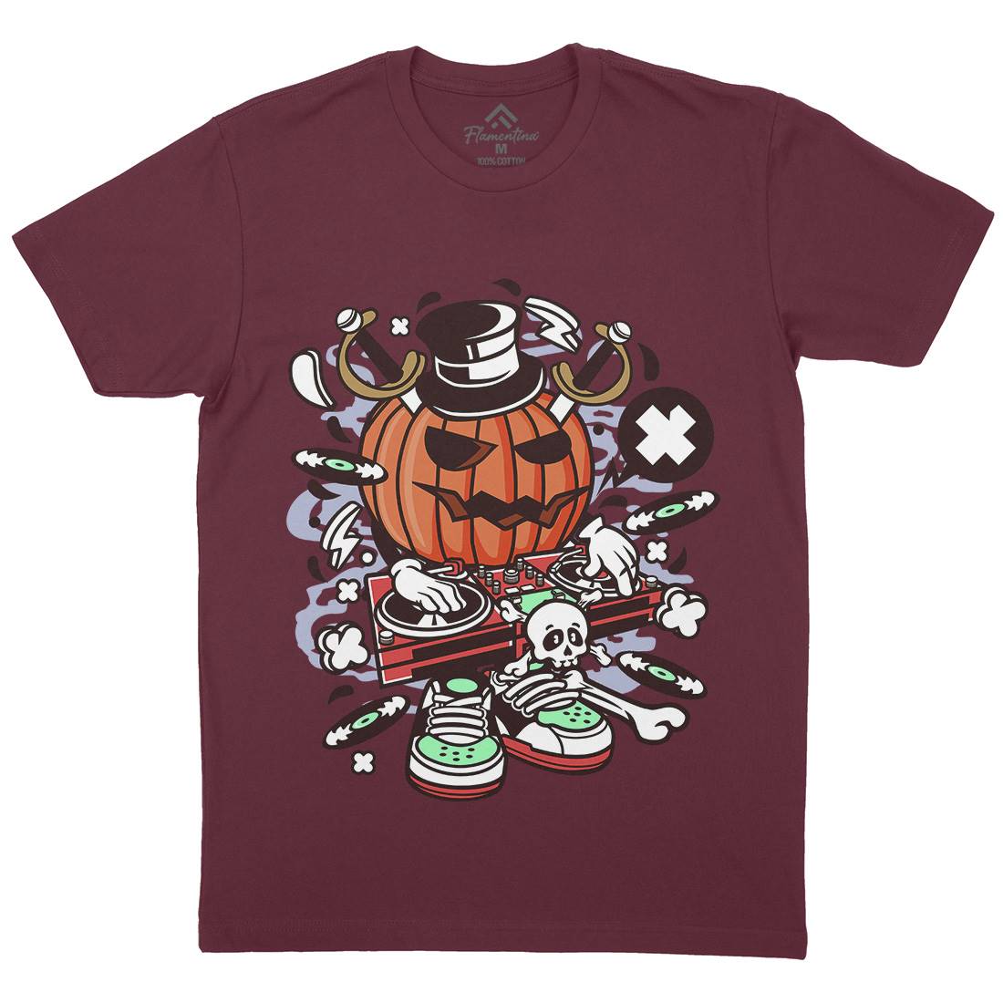Dj Halloween Mens Organic Crew Neck T-Shirt Music C089