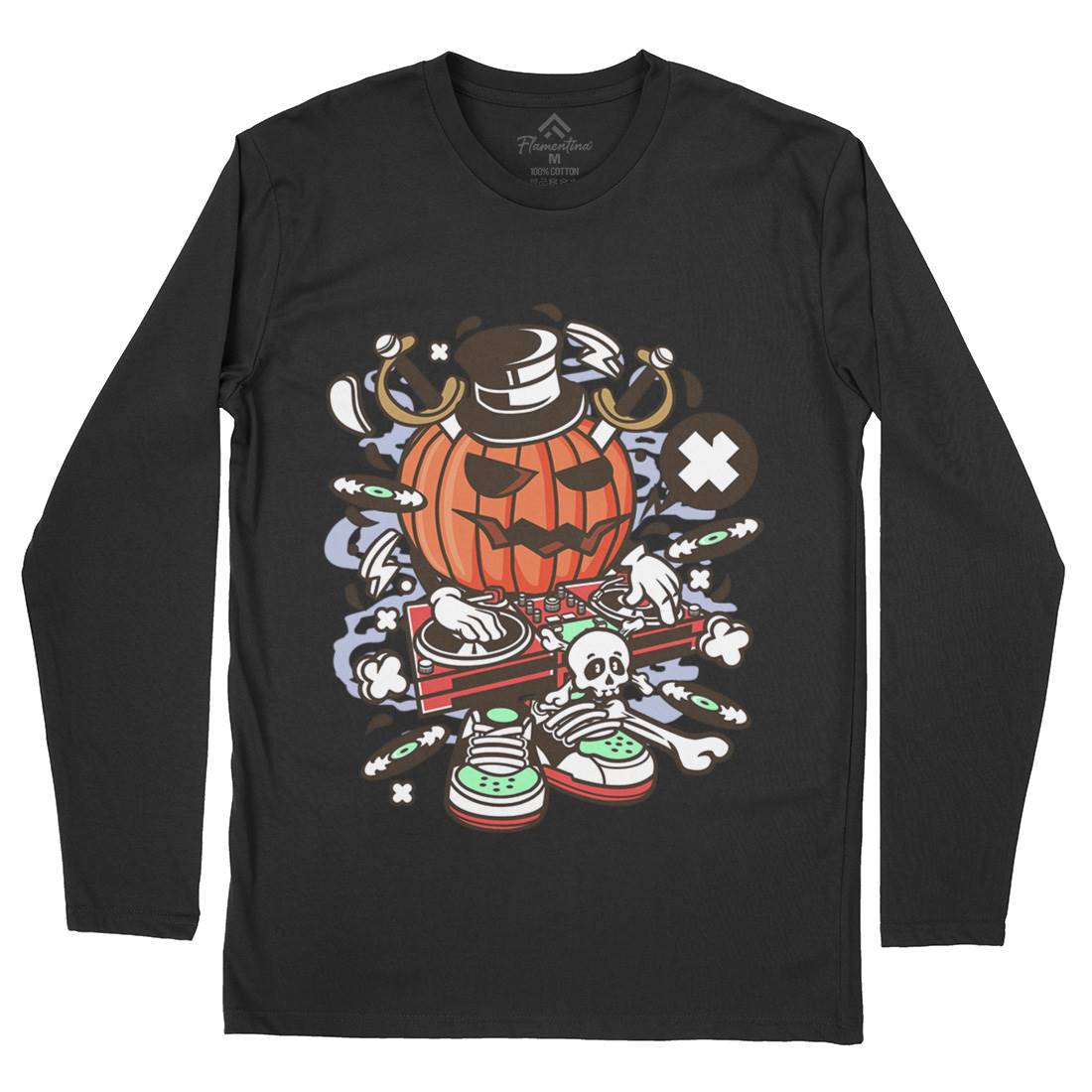 Dj Halloween Mens Long Sleeve T-Shirt Music C089