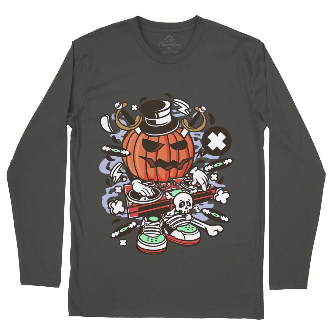 Dj Halloween Mens Long Sleeve T-Shirt Music C089
