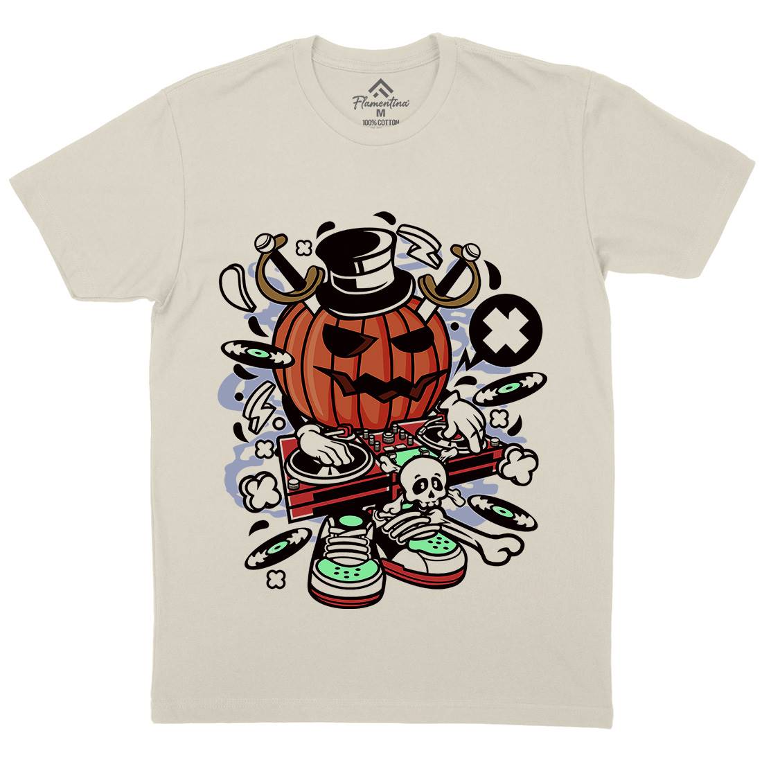 Dj Halloween Mens Organic Crew Neck T-Shirt Music C089