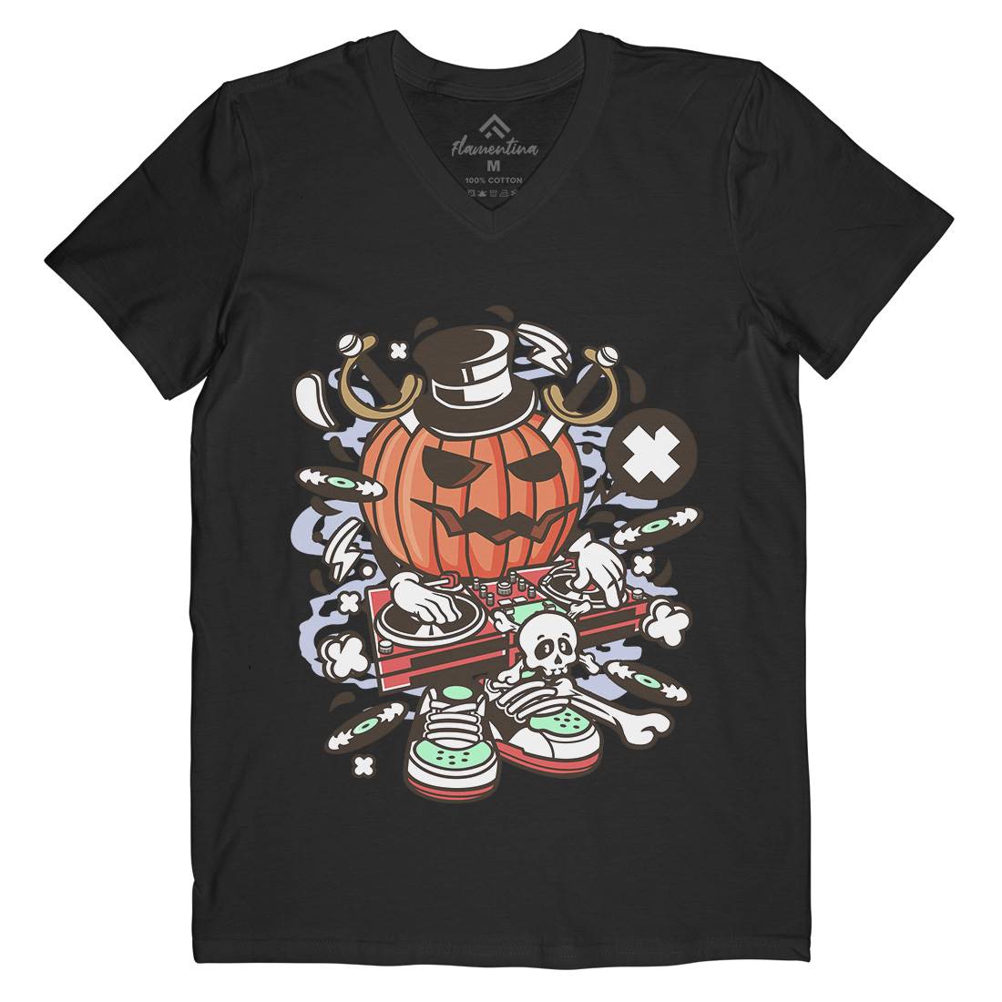 Dj Halloween Mens V-Neck T-Shirt Music C089