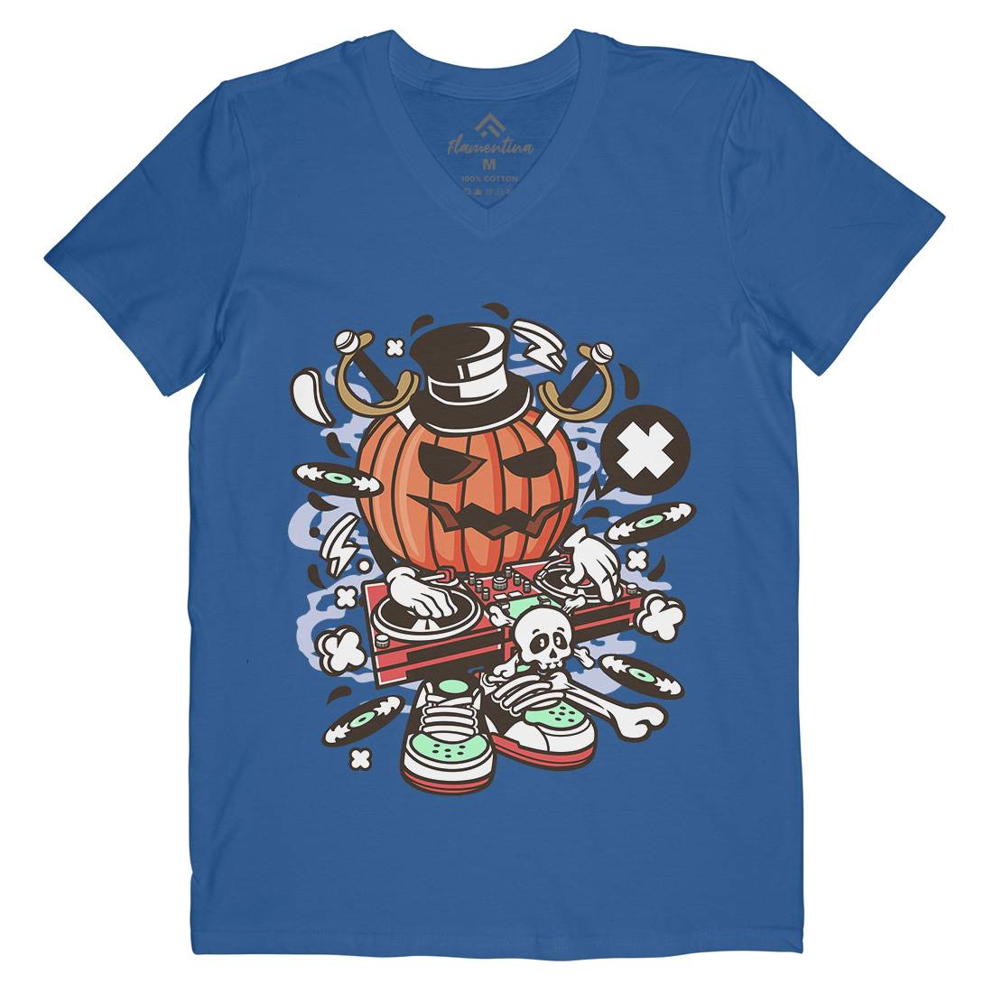 Dj Halloween Mens V-Neck T-Shirt Music C089