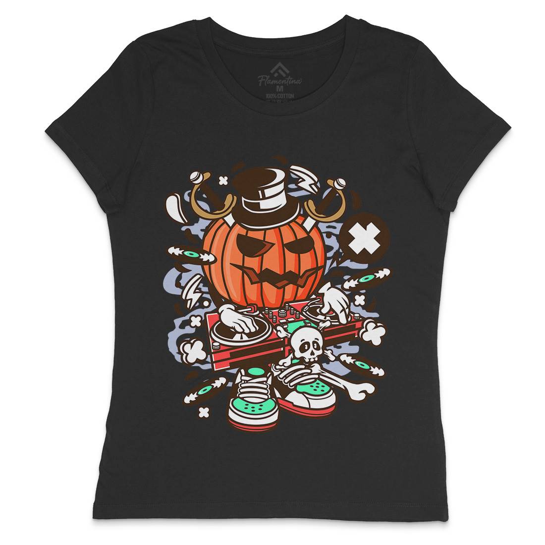 Dj Halloween Womens Crew Neck T-Shirt Music C089
