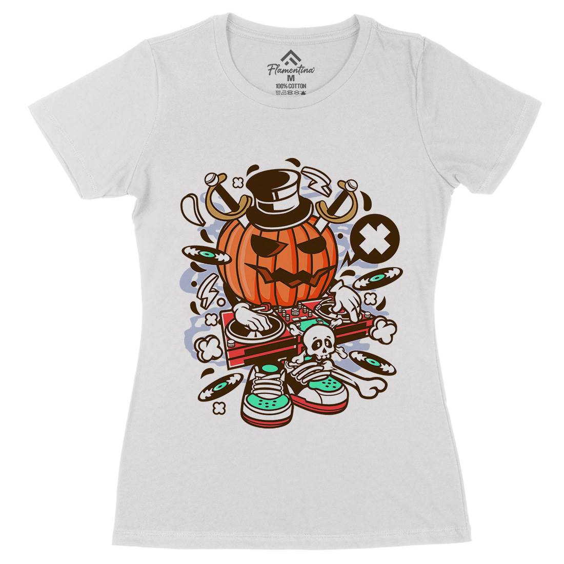 Dj Halloween Womens Organic Crew Neck T-Shirt Music C089