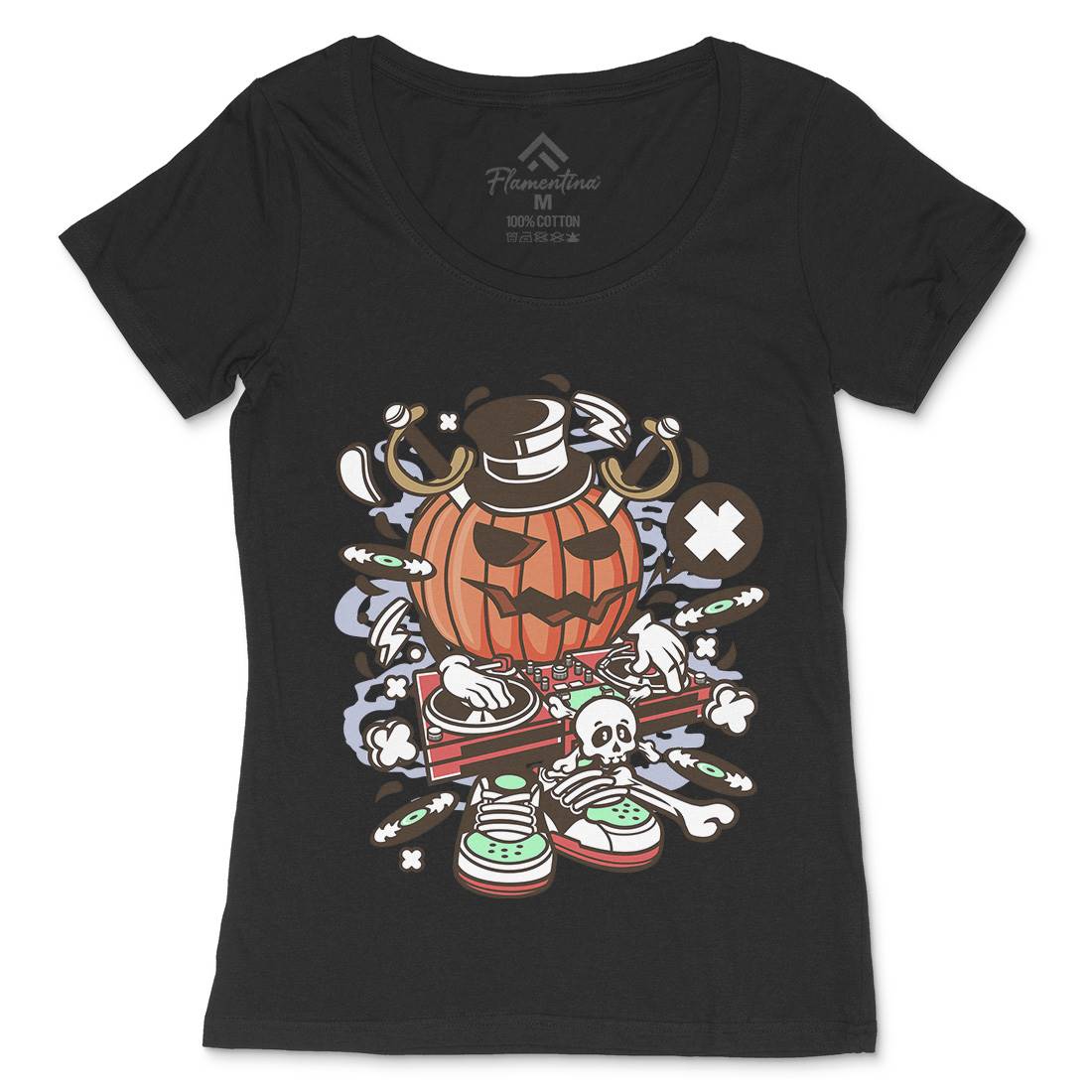 Dj Halloween Womens Scoop Neck T-Shirt Music C089