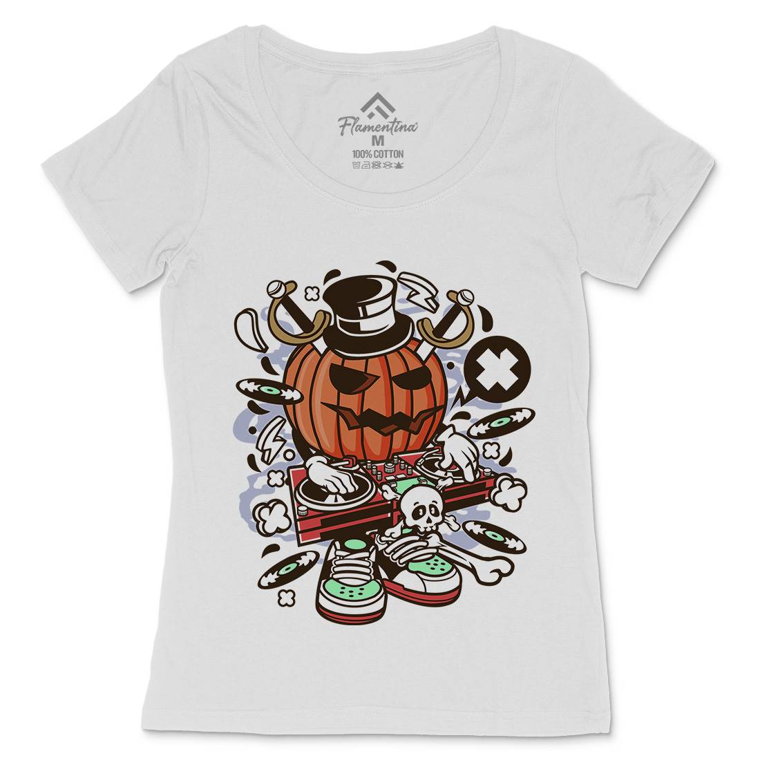 Dj Halloween Womens Scoop Neck T-Shirt Music C089
