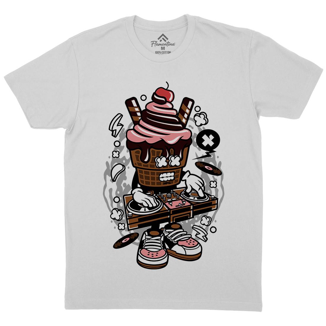 Dj Ice Cream Mens Crew Neck T-Shirt Music C090