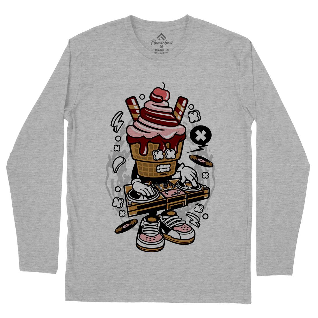 Dj Ice Cream Mens Long Sleeve T-Shirt Music C090