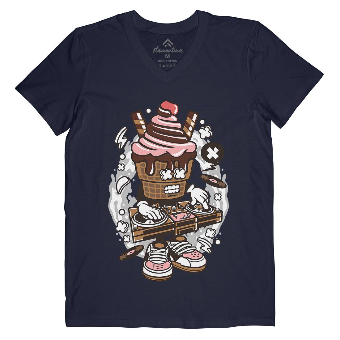 Dj Ice Cream Mens V-Neck T-Shirt Music C090