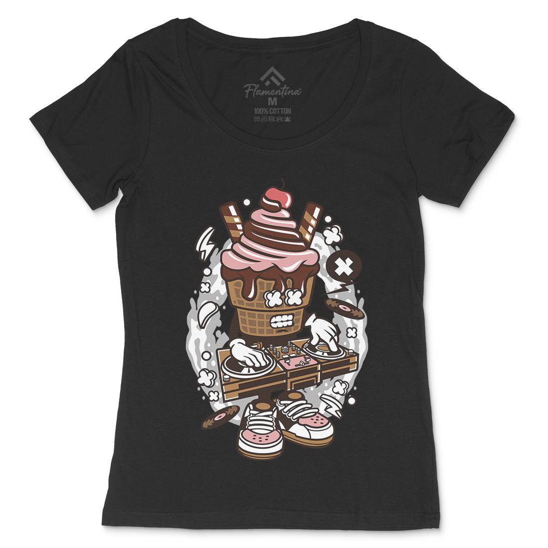 Dj Ice Cream Womens Scoop Neck T-Shirt Music C090