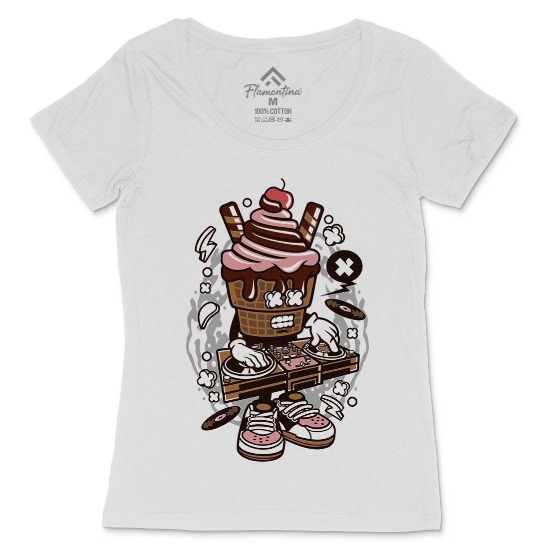Dj Ice Cream Womens Scoop Neck T-Shirt Music C090